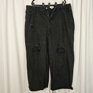 Eloquii  Relaxed Black Distressed Jeans